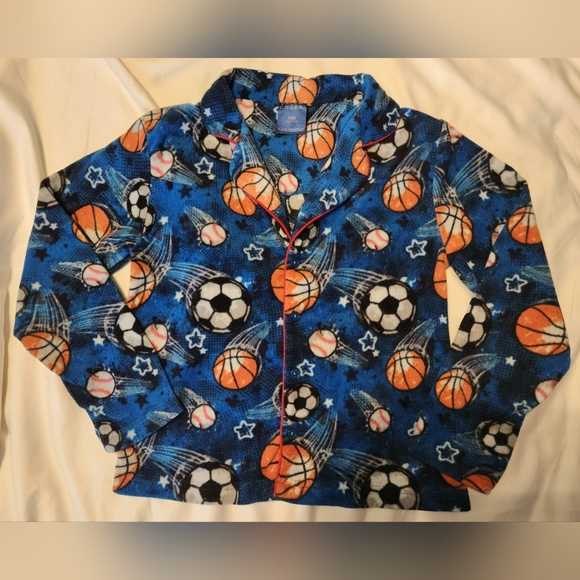 Falls Creek Boy's 2-Piece Pajama Set Fleece Flame Resistant Sports Size Med - 8 - Picture 4 of 6